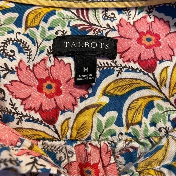 Talbots Multi Color Floral Novelty Print Long Sleeve Button Down Shirt - Picture 6 of 7